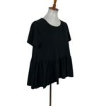 Bulotus Black Short Sleeve Peplum Top Casual Flowy Loose Fit XL Minimalist Chic Photo 3