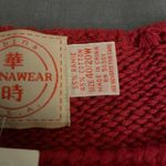 Chinawear NWT Vintage  Floral Embroidered Red Cable Knit Sweater, size M Photo 11