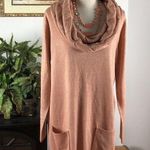 Soho  Womens Cowl Neck Peach Knit Sweater Sz Large Tunic Long Sleeve Pullover Photo 3