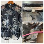 Robert Kitchen Sheer Blouse Women XL Floral Mature Coastal Grandma Office Canada Gray Photo 1