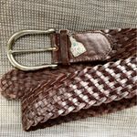Michael Kors  Dark Brown Genuine Braided Woven Leather Wide Western Charm Belt M Photo 5