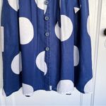 Boden • Seatown Shirt Dress navy white polka dot tie waist belt linen cotton Blue Size 6 Photo 4