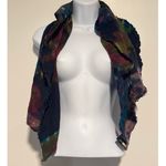 Saachi Hand Dyed Silk Wool Scarf Boho Textured Artsy Unique Colorful Blue Photo 1