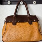 Dooney & Bourke Ostrich Exotic Leather Tan and Brown Satchel Top Handle Purse Photo 1