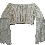 Kendall + Kylie Ivory Boho Bohemian Embroidered Crop Top Women Sz Small | 42-23 Photo 0