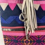 Fossil Jesse Navy Aztec Print Sequin Embellishments Canvas Shoulder Tote… Photo 3