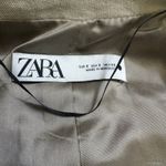 ZARA  Women Cropped Linen Blend Blazer Jacket S Neutral Khaki Minimalist Business Photo 2