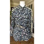 Free People $108 Flower Power Top XS Black Floral Print Split Neck Shirt Boho Photo 3