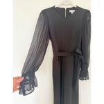 Calvin Klein Black Blouson Sleeve Belted Ankle Length Crewneck Jumpsuit Office 4 Photo 10
