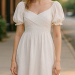 Blu Pepper Cream Mini Dress with Chic Design Photo 0