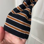 Women’s black brown striped mock neck ribbed stretch cropped long sleeve top M Size M Photo 2