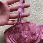 Victoria's Secret  Pink Lace Bra Balconette Women's Size 34C Shimmer Unlined Photo 2