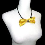 “Dainty Dapper”Yellow BowTie necklace with Black Beaded embellishment Yellow Photo 2