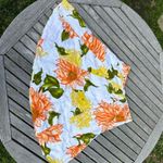 Premise Women's Size 12 Floral Rose Print Linen Blend Skirt White Yellow Cottage Photo 1