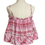 Pilcro Anthropologie Shine Plaid Tank Top Size L Pink Ruffle Trim Swing Size L Photo 7