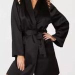 Frederick's of Hollywood  Black Satin Sexy Summer Lattice Lacing Robe Small NWT $ Photo 1