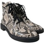 Linea Paolo Moto Boot‎ 5.5 Snakeskin Print Lace Up Ankle Boots Combat Booties Gray Photo 7