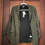 Bobeau NWT  Open Front Blazer Ditsy Leopard Olive Size L Photo 1