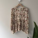 Sundance Autumn Print Floral Blouse Button Cuff Long Sleeve V-Neck Babydoll EUC Photo 3