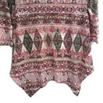 Absolutely Famous  Women’s Cowl Neck Multicolor Aztec Print Assymetrical Hem Top Photo 2