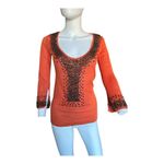 Moda International Womens Small Orange Lightweight Beaded sweater size medium​ Photo 1