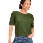 Loft  Tee Shirt Womens Large Green Pleated Sleeve Soft Knit Pullover Cotton Photo 0