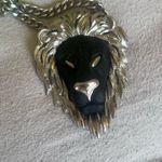 Vintage 1970s Luca Razza Large Collectible Black & Silver Lion Pendent Necklace Black Photo 7