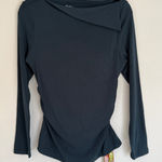NWT OGL Sz L Asymmetric Slanted Ruched Long Sleeve Brami Top in Dark Blue Size L Photo 0
