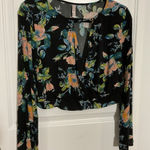 Xhilaration Y2K Peasant‎  Womens Floral Print Boho Wrap Crop Top Blouse Size L Photo 0