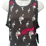 SheIn Ed Hardy Gray White Skull Knife Logo Cropped Tank Top size L NEW Tags Racerback Photo 0