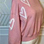 PINCH Pink Sweater with White Hearts Crewneck NEW Size M Photo 2