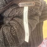 Free People Twisted Cable crop turtleneck sweater dark green gold metallic Small Photo 11