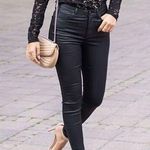 Anthropologie Velvet Graham & Spencer Wax Coated High Waisted Skinny Jeans Sz 25 Glossy Photo 0