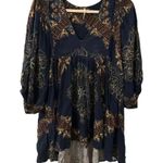 Free People  V-Neck Tunic Size XS Boho Lagen Look Flowy Blue Blouse Top Photo 0