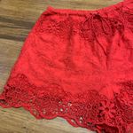 Free People Red Embroidered Lace Trimmed Cotton Shorts Women's Size XS Summer Photo 1