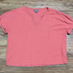 Natural Reflections Natural‎ Reflections Womens Peach Coral Split Neck Waffle Knit T-Shirt Size XL Photo 0