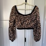 Lost + Wander Zebra Print Off-Shoulder Top Long Sleeve Crop Shirt Photo 4