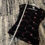 Wrapper  Y2K Black Floral Mesh Juniors Top XL Goth Fairycore Festival small Photo 5