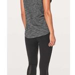 Lululemon Sweat Times Heathered Black V-Neck Short Sleeve Athletic Top 4 Photo 1