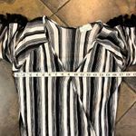 Lavender Field  Black White Strips Wrap Top with Fringe Size M Photo 3