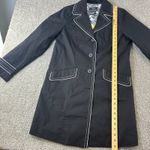 Dennis Basso NWT Women's Black Trench Coat White Trim Size S Minimalistic Chic Photo 1