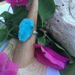 Hemimorohite blue druzy sterling silver ring Blue Photo 2