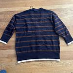 ZARA  casual Navy and Brown V-Neck Sweater oversized cardigan size M preppy Photo 5