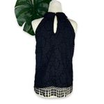 Collective Concepts Peter Pan Collared Top in Black Floral Lace Photo 3