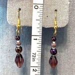Boutique Womens Beaded Dangle Earrings Gold Fish Hook Purple White Fashion Jewelry Photo 5