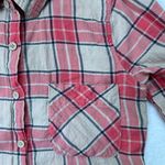 Charlotte Russe  Plaid Long Sleeve Collared Button Down Shirt Pink/Cream - Small Photo 7