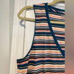 Madewell NWOT Size XL V Neck Cotton Tank Top Teal Cream Stripe Cotton Soft Photo 3