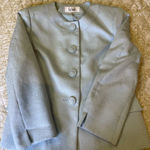 Le Suit ✨ Vintage Y2K Icy Blue Jacquard Blazer | Elegant Formal Career Jacket Photo 0