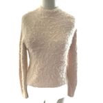 Women’s crewneck eyelash (fuzzy) sweater, peach orange size xs Pink Photo 3