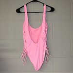 The Bikini Lab  Pink Lace-Up Side Low-Back One-Piece Swimsuit Women’s Size Large Photo 6